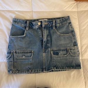 Zara denim mini cargo skirt
